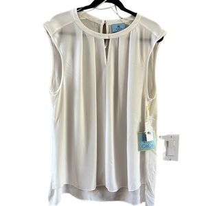 Cece Women’s essentials sleeveless blouse keyhole style color new ivory …